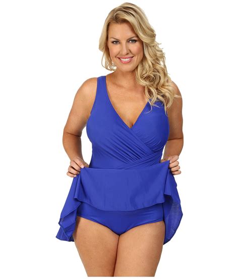 Miraclesuit Plus Size Solid Aurora Swimsuit In Blue Lyst