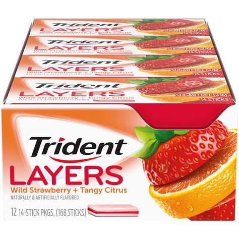 Buy Trident Layers Strawberry Citrus Sugar Free Gum 12 Packs 168