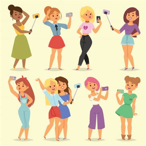 Best People Taking Selfies Illustrations Royalty Free Vector Graphics