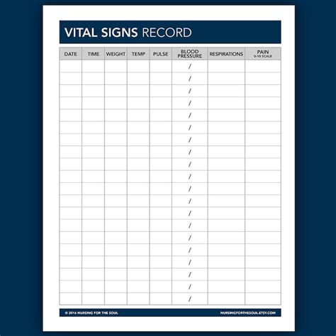 Free Printable Vital Signs Forms Free Basic Monthly Vital Sign Log Personalized From