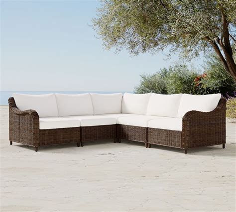 Torrey All Weather Wicker 5 Piece Roll Arm Sectional Outdoor