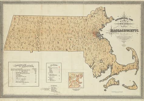 1876 Universities And Schools Map Of The State Of Massachusetts In