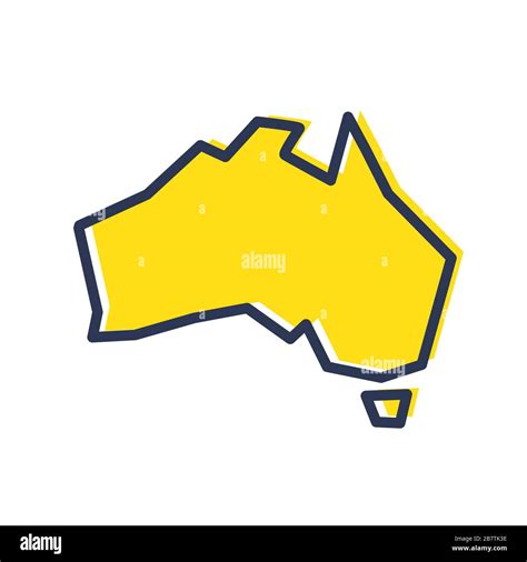 Stylized Simple Yellow Outline Map Of Australia Stock Vector Image