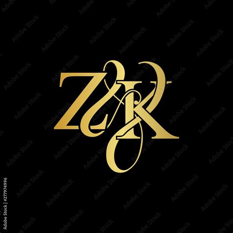 vecteur stock z and k zk logo initial vector mark initial letter z and k zk luxury art vector mark