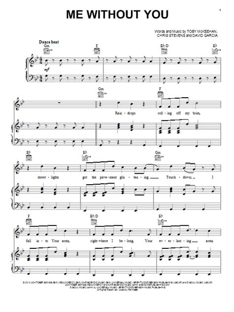 Me Without You Sheet Music Tobymac Piano Vocal And Guitar Chords
