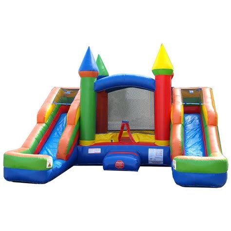 Buy Inflatable Bounce House And Double Slide Combo Unit 165 X 15 X 11 Foot Crossover Rainbow