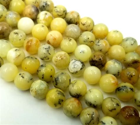 African Yellow Opal Beads 6mm 8mm 10mm Natural Dendritic Opal 155