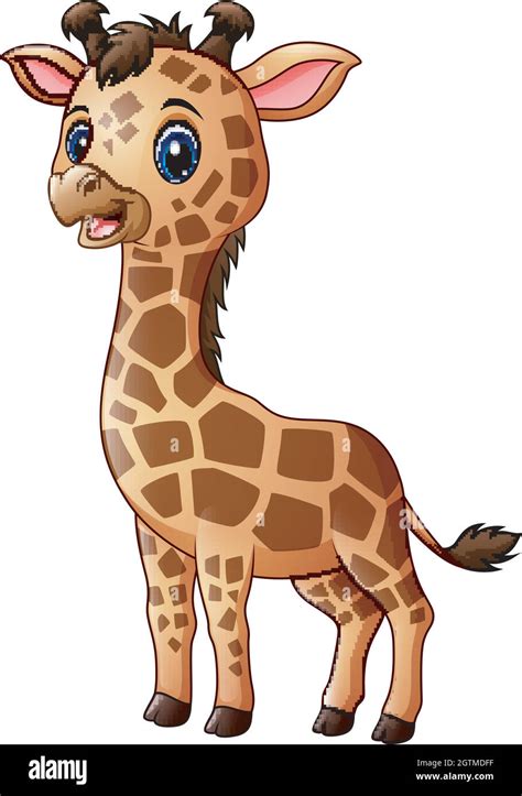 Cute Giraffe Cartoon Isolated On White Background Stock Vector Image