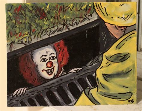 Stephen King It Pennywise Horror Movie Clown Acrylic Painting