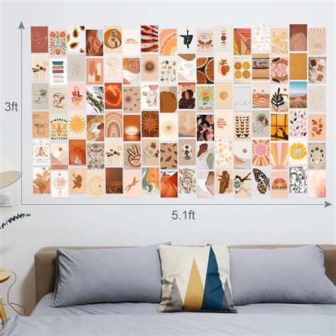 Dmhg Boho Aesthetic Photo Collage Kit For Wall Aesthetic 100 Set 4x6