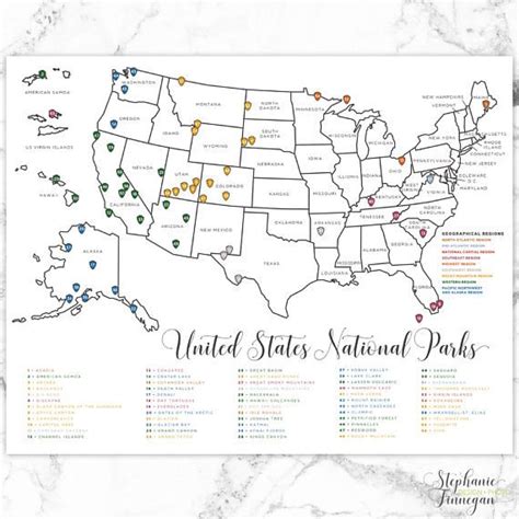 Us National Parks Map 11x14 Print Best Maps Ever Your Printable Us