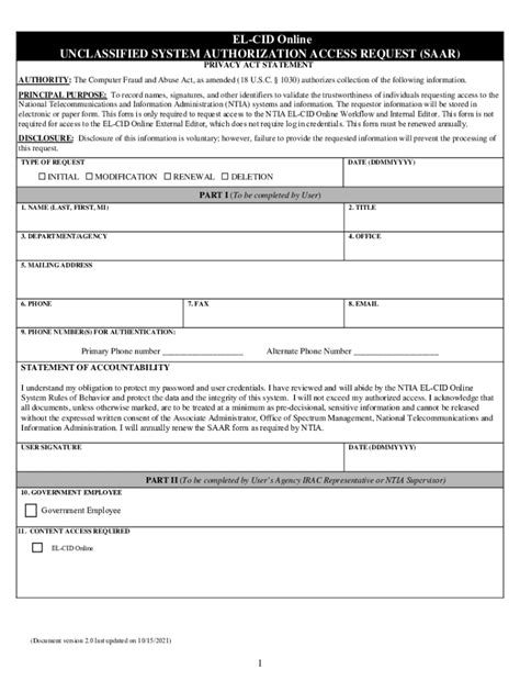 Fillable Online Dd Form 2875 System Authorization Access Request