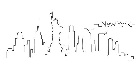 Nice City Skyline Outline Illustration Of New York New York With
