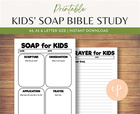 Printable Kids Soap Prayer Worksheet Bible And Prayer Etsy