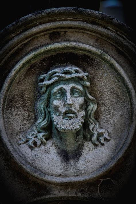 An Ancient Statue Of Jesus Christ Crown Of Thorns Vertical Image Stock