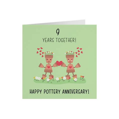 9th wedding anniversary card pottery anniversary iconic etsy