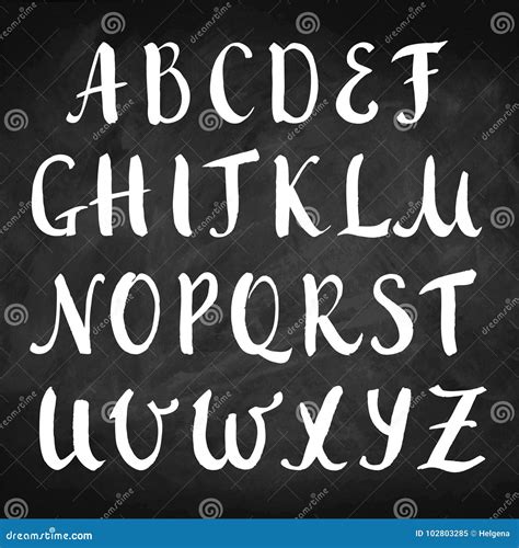 Vector Hand Drawn Alphabet On Chalkboard Capitals Stock Vector