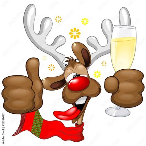 Reindeer Drunk Funny Christmas Character Stock ベクター Adobe Stock
