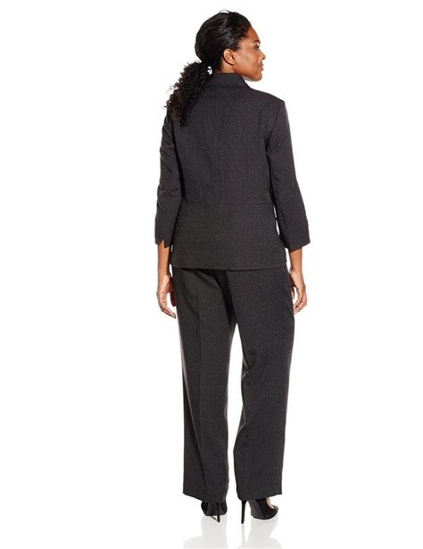 Le Suit Womens Plus Size Pinstripe Pant Suit Blackwhite 24w
