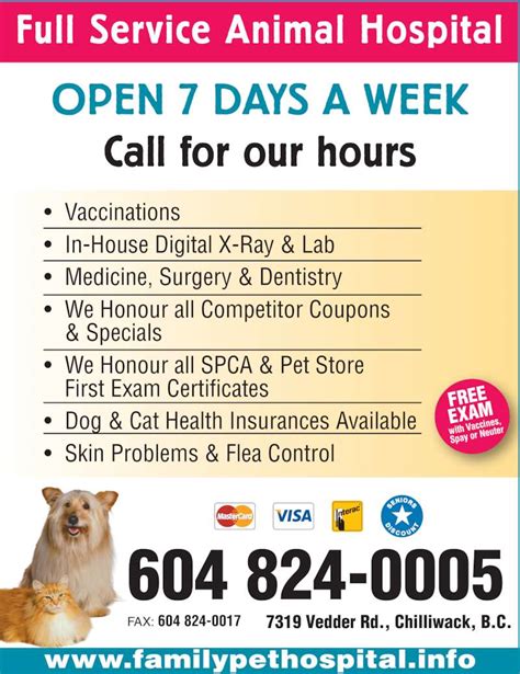At family pet practice we make sure that pets, and their owners, feel comfortable during their veterinarian visits. Family Pet Hospital - Chilliwack, BC - 7319 Vedder Rd ...