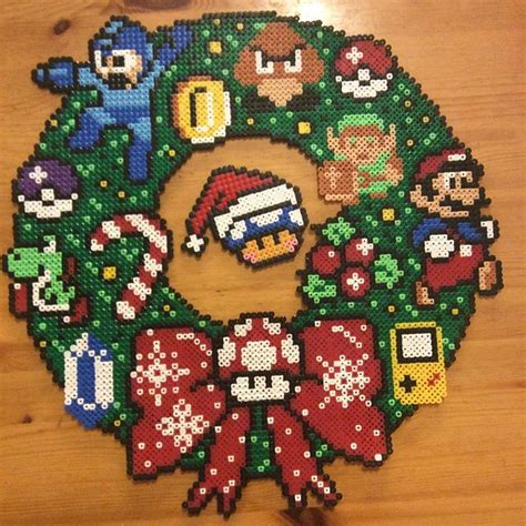 Nintendo Christmas Wreath Perler Beads By Acraftynerd