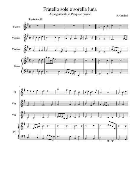Fratello Sole E Sorella Luna Picone Pasquale Sheet Music For Flute Violin Piano Download