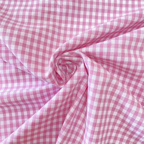Gingham 100 Cotton Fabric By The Metre Dusty Pink And White