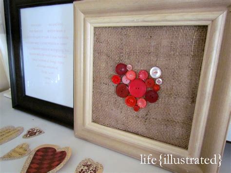 Framed Burlap And Button Heart For Valentines Day Valentine Day