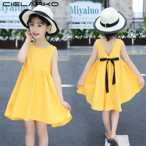 Cielarko Summer Girls Dress Cotton Sleeveless Kids Casual Clothing