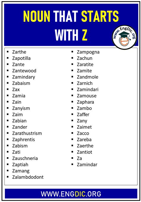 200 Nouns That Start With Z All Types And Pictures Engdic