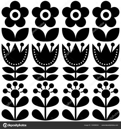 Scandinavian Seamless Pattern Swedish Folk Art Design Retro Floral