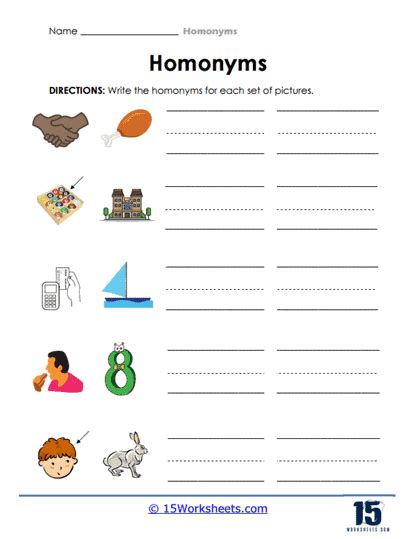 Homonyms Worksheets 15