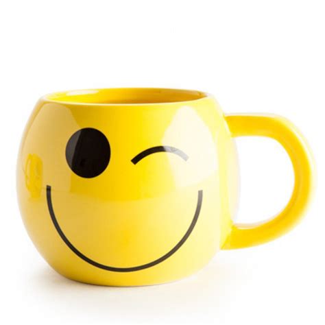 Winky Face Coffee Mug Simley Smile Emoji Emojicon Large Yellow