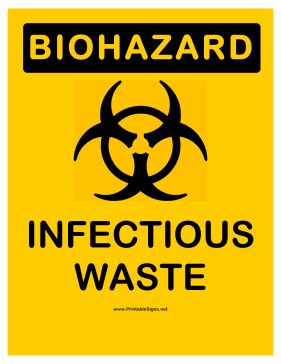 Printable Biohazard Infectious Waste Sign
