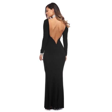 Deep Back Plunge Gown Womens Prom Dresses Dresses Black Plunge Dress