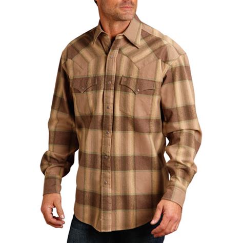 Stetson Alcalas Western Wear Mens Long Sleeve Brushed Twill Flannel