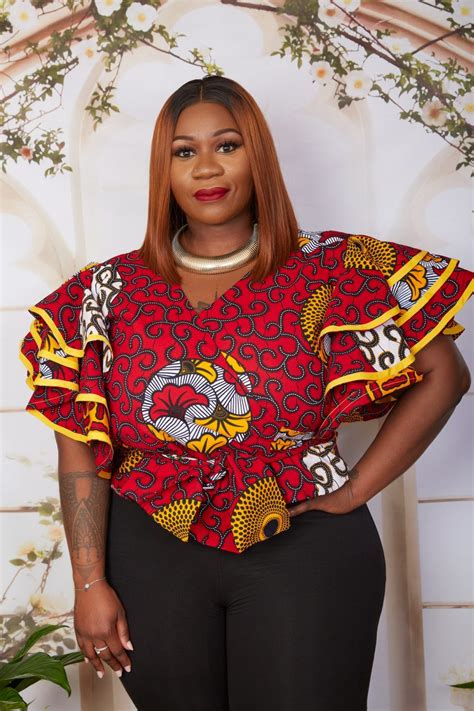 African Print Wrap Top With Exaggerated Sleeves Lolade Plus Size Jamii