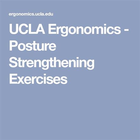 Ucla Ergonomics Posture Strengthening Exercises Strengthening