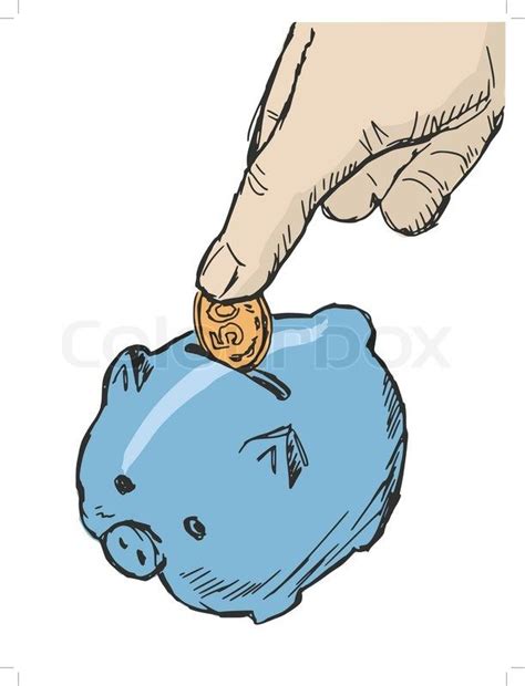 Hand Drawn Cartoon Sketch Illustration Of Piggy Bank Vector