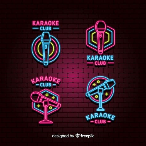 Free Vector Collection Of Karaoke Neon Lights