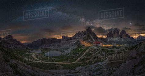 Milky Way Above Tre Cime Di Lavaredo Stock Photo Dissolve