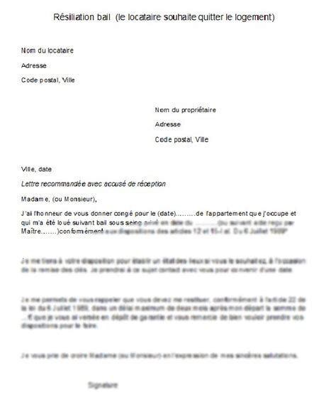 Lettre résiliation bail 3 mois. Lettre De Preavis 3 Mois : Modele En Ligne Exemple Type De ...