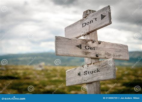 Dont Get Stuck Signpost Outdoors Stock Image Image Of Stuck Dont