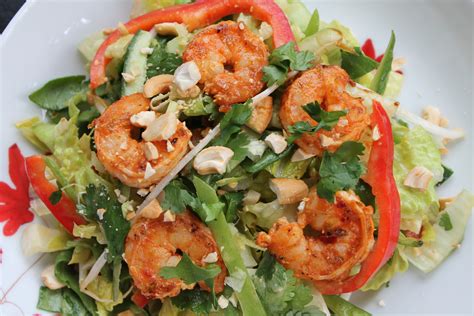 Between the chunks of garlic, the fried shallots, the prik nampla sauce, fresh lime juice, mint leaf and the chilled raw shrimp, each bite is truly an exciting one. Thai Shrimp Salad with Sesame Peanut Dressing - Spices in ...