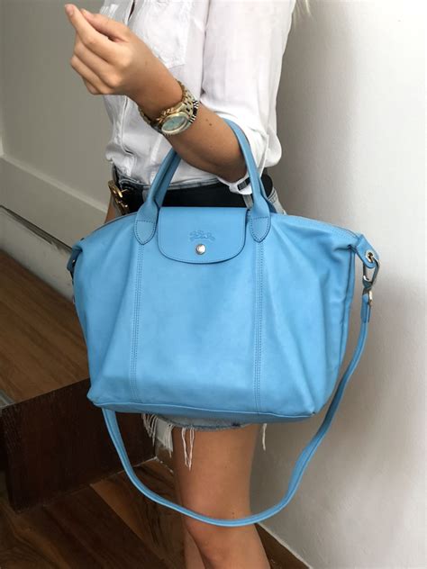 Enter the longchamp world and explore the longchamp women's bags collection. Longchamp - Le Pliage Cuir Top Handle M Ice Blue | Luxury Bags