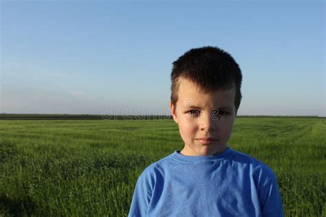Boy Portrait In Field Of Green Grain Stock Image Image Of Green