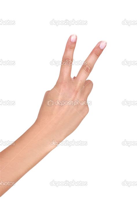 Hand Holding Up Two Fingers — Stock Photo © Photography33 17620809