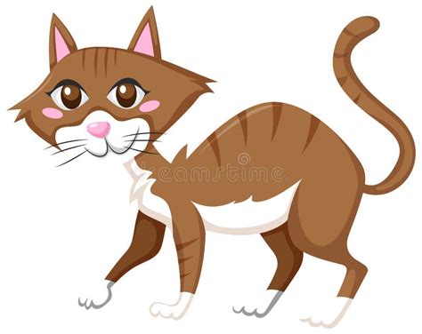 Brown Cat In Cartoon Style Stock Vector Illustration Of Living 251421948
