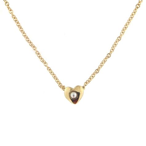 K Yellow Gold Center Fix Small Puffy Heart Necklace Inches Heart