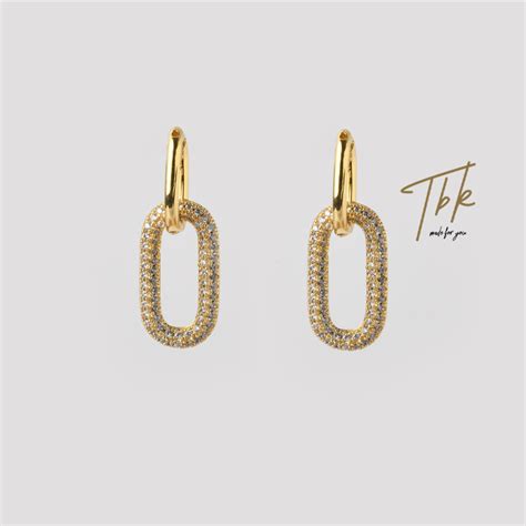 Tbk 18k Gold Cubic Zirconia Hoop Earrings For Women Fashion Accessories